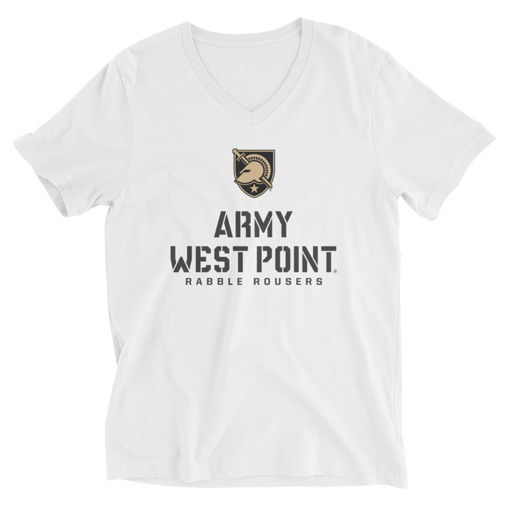 Army West Point Rabble Rousers Unisex Short Sleeve V-Neck T-Shirt (White)