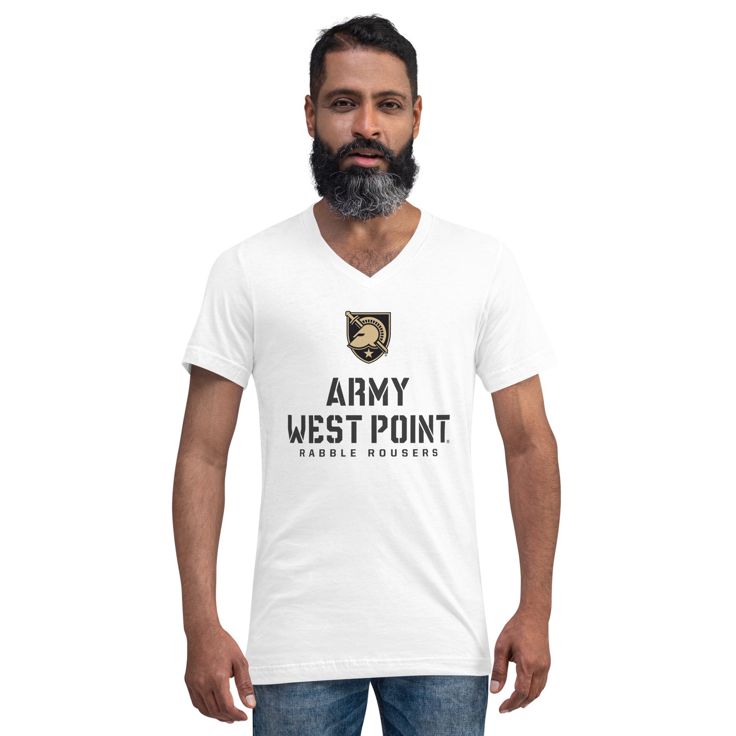Army West Point Rabble Rousers Unisex Short Sleeve V-Neck T-Shirt (White)