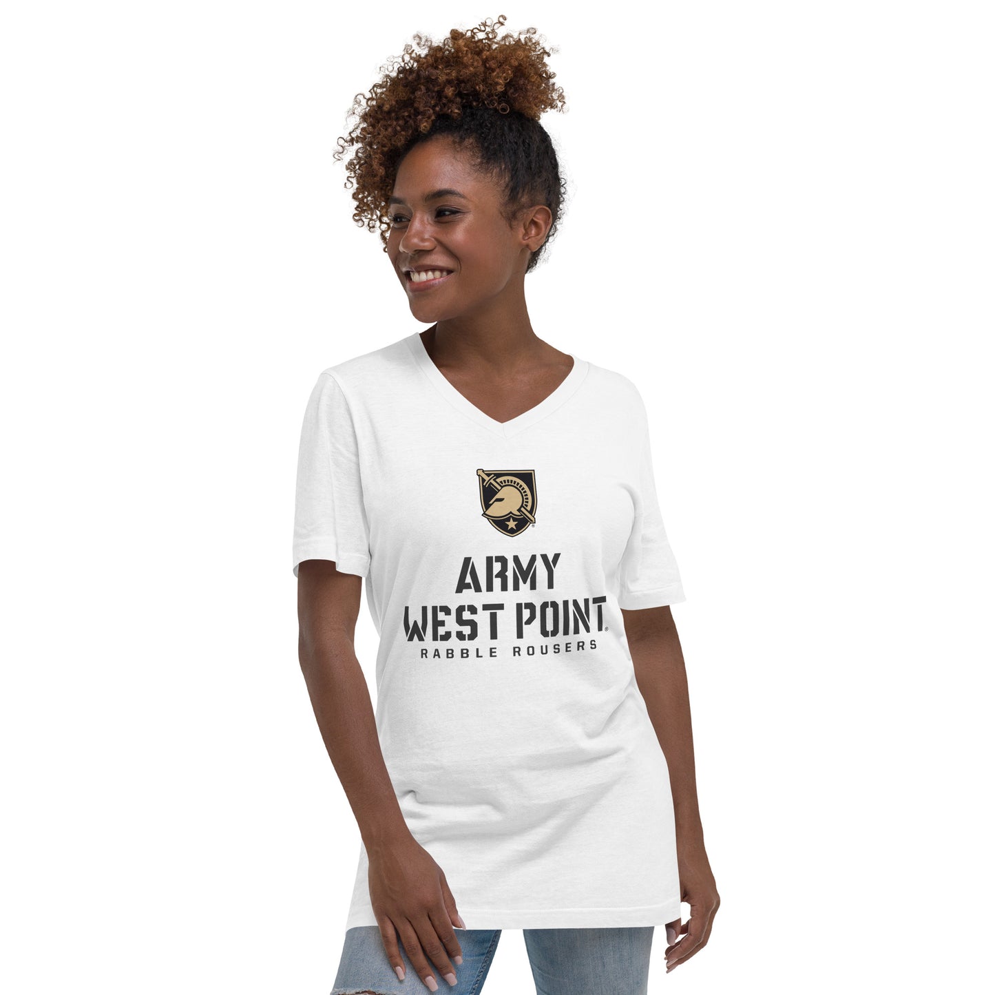 Army West Point Rabble Rousers Unisex Short Sleeve V-Neck T-Shirt (White)