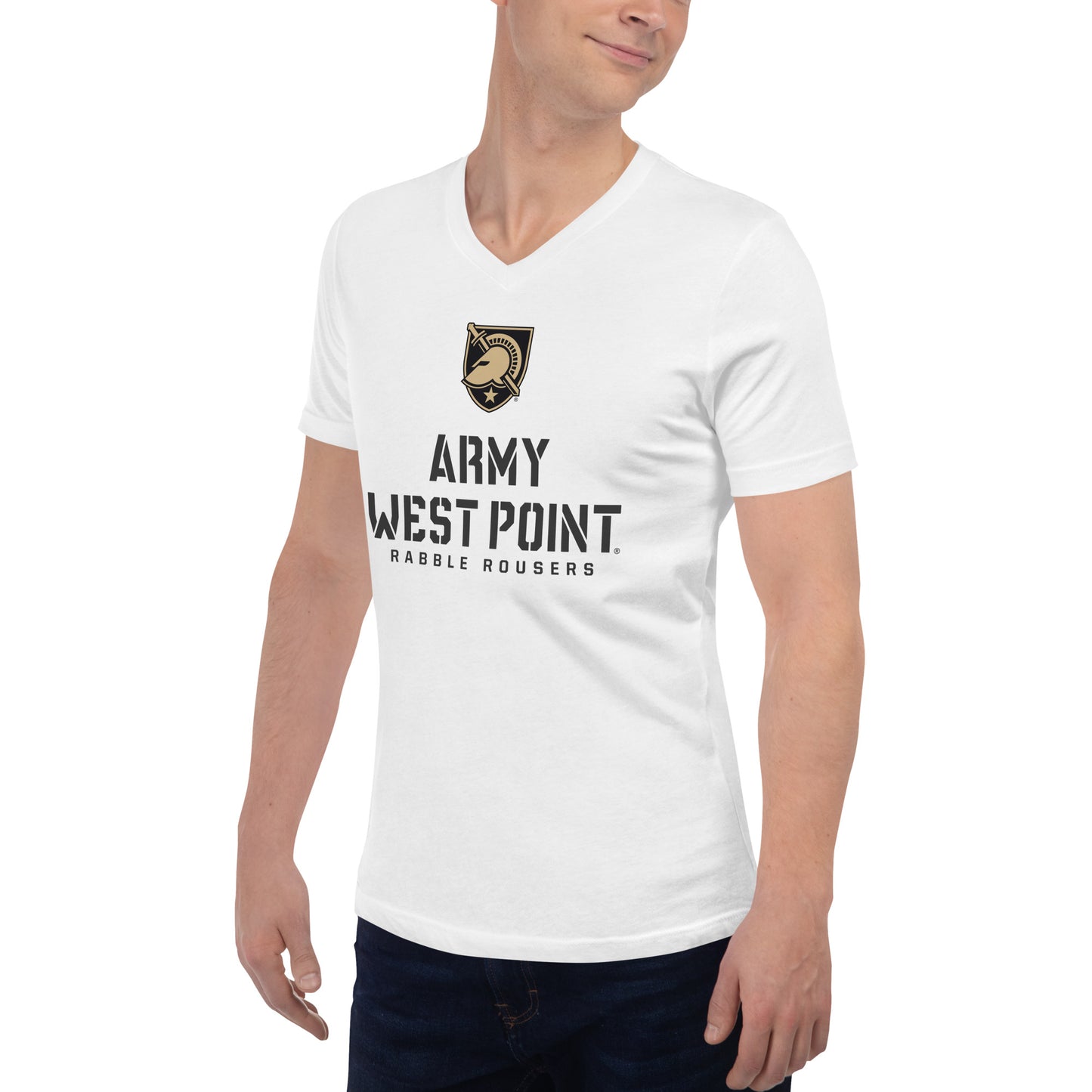 Army West Point Rabble Rousers Unisex Short Sleeve V-Neck T-Shirt (White)