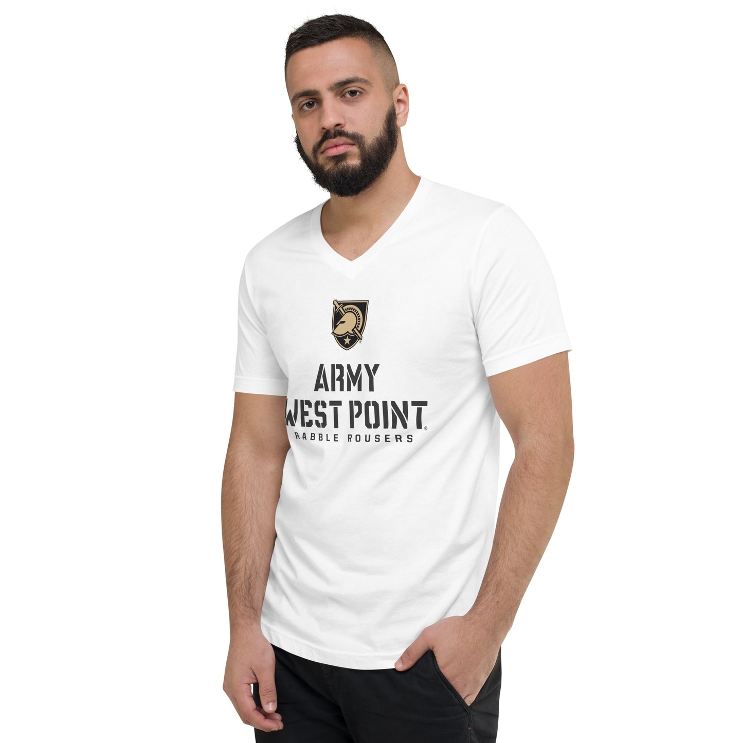 Army West Point Rabble Rousers Unisex Short Sleeve V-Neck T-Shirt (White)