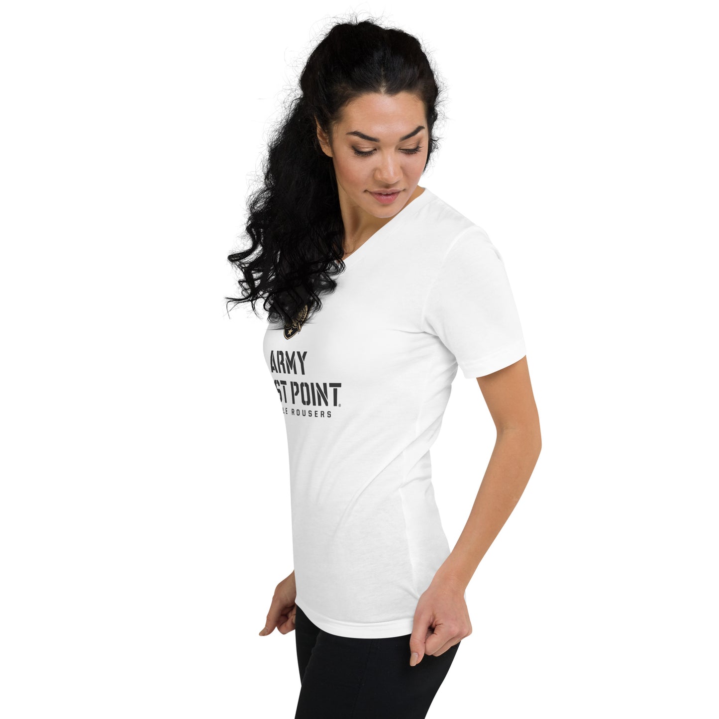 Army West Point Rabble Rousers Unisex Short Sleeve V-Neck T-Shirt (White)
