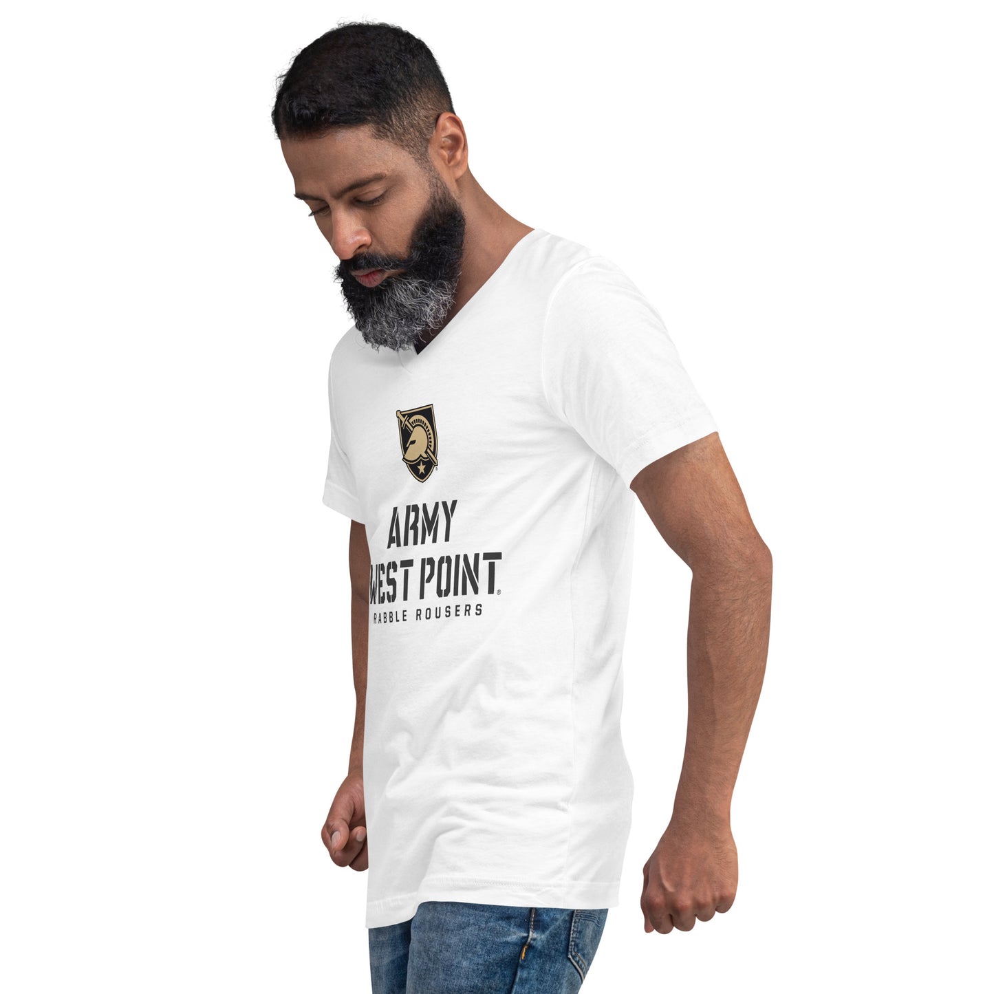 Army West Point Rabble Rousers Unisex Short Sleeve V-Neck T-Shirt (White)