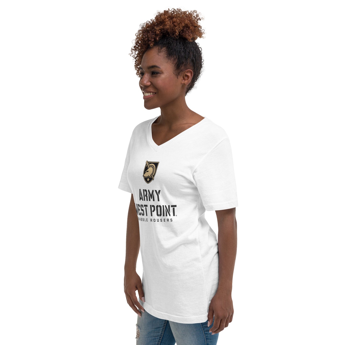 Army West Point Rabble Rousers Unisex Short Sleeve V-Neck T-Shirt (White)
