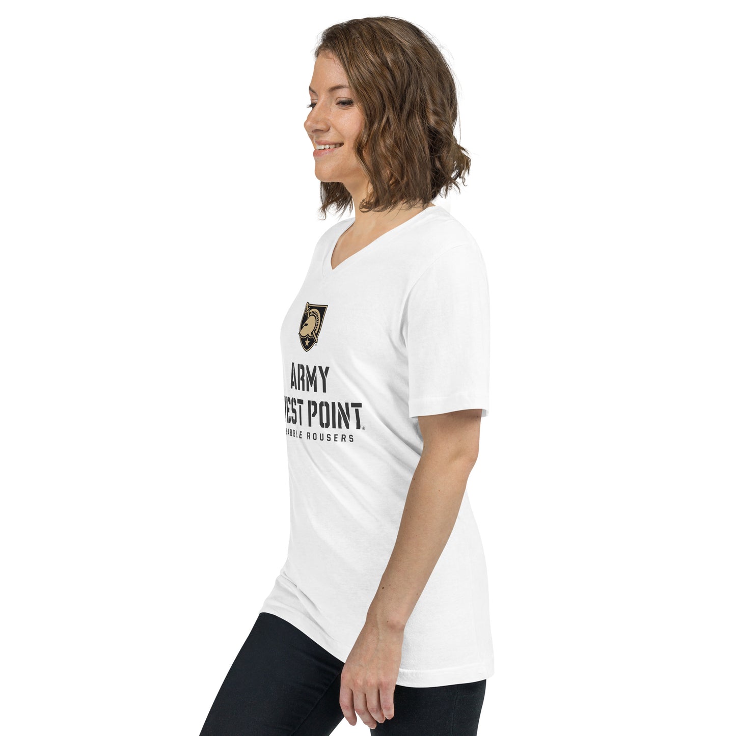 Army West Point Rabble Rousers Unisex Short Sleeve V-Neck T-Shirt (White)