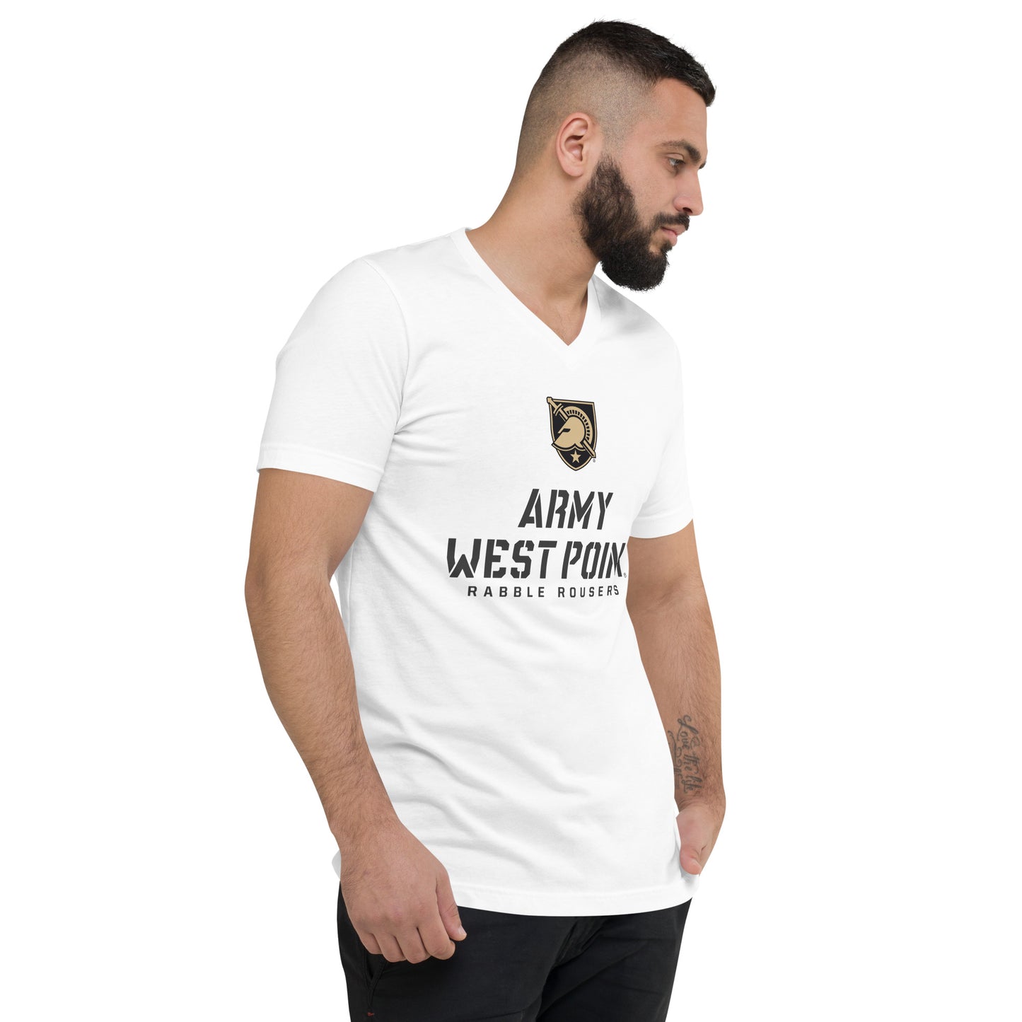 Army West Point Rabble Rousers Unisex Short Sleeve V-Neck T-Shirt (White)