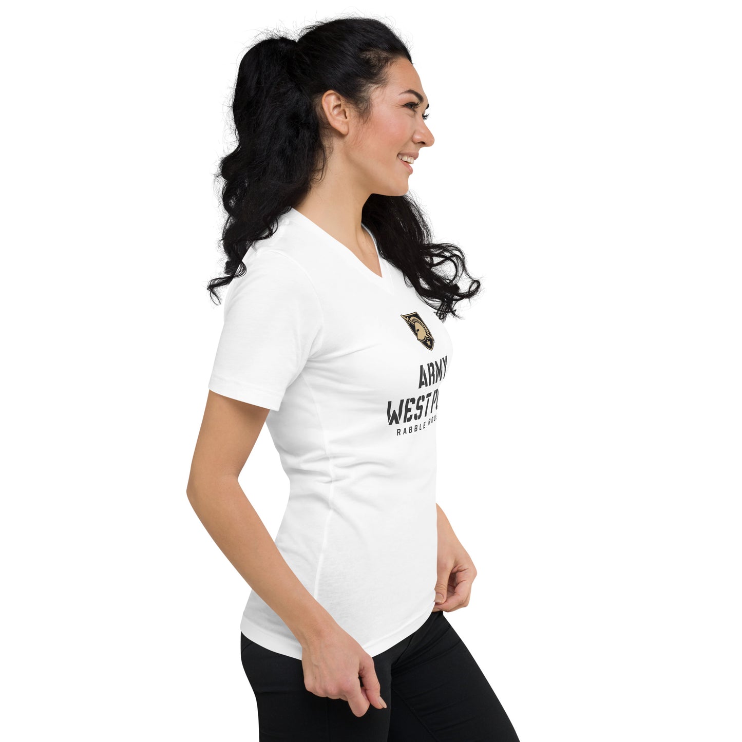 Army West Point Rabble Rousers Unisex Short Sleeve V-Neck T-Shirt (White)