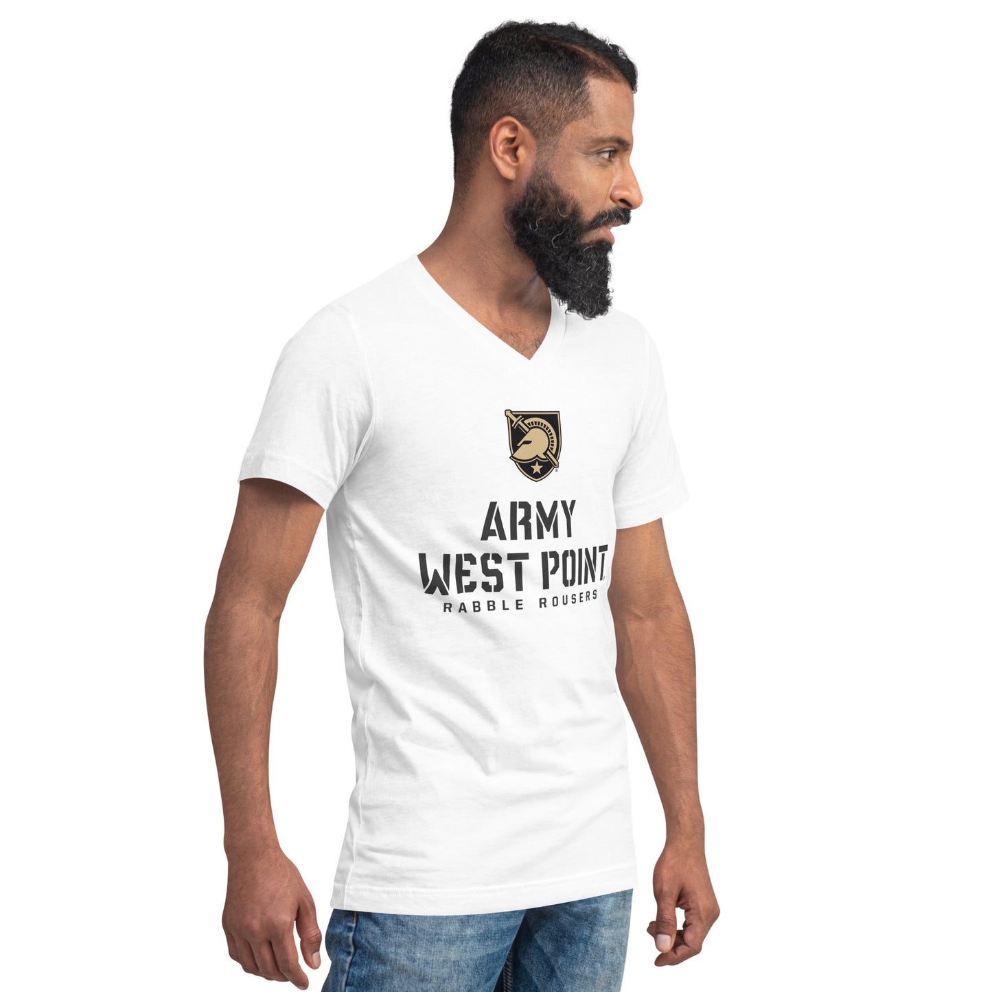 Army West Point Rabble Rousers Unisex Short Sleeve V-Neck T-Shirt (White)