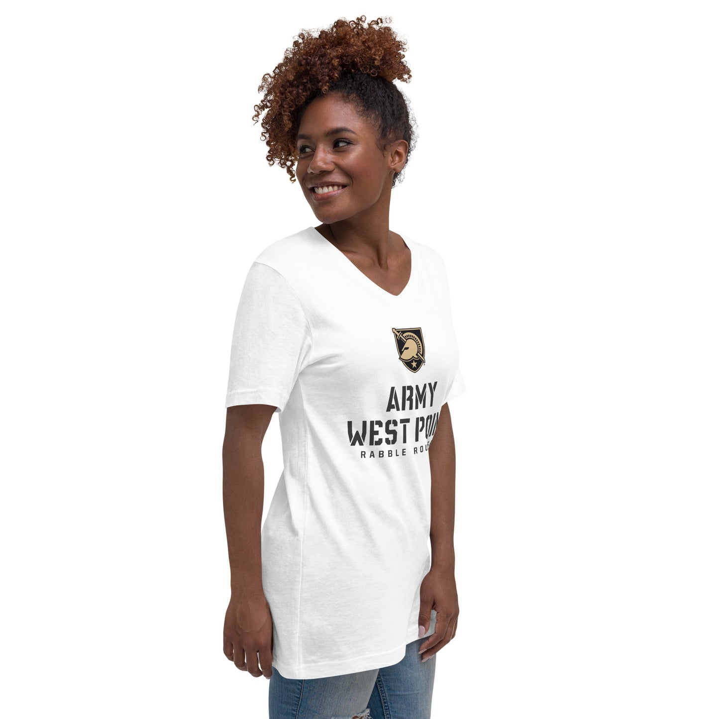 Army West Point Rabble Rousers Unisex Short Sleeve V-Neck T-Shirt (White)