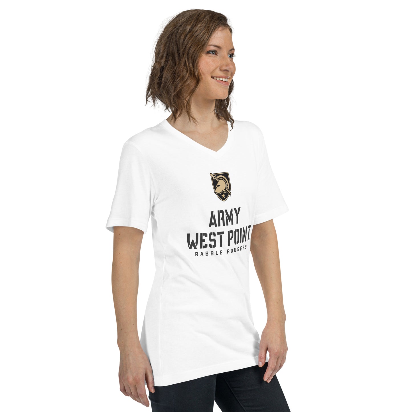 Army West Point Rabble Rousers Unisex Short Sleeve V-Neck T-Shirt (White)