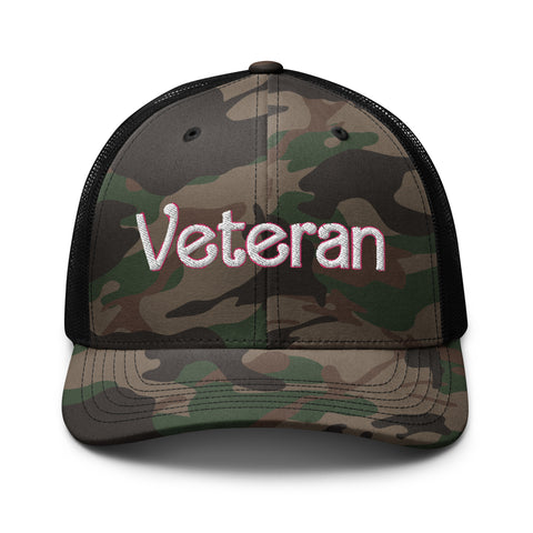 "Veteran" Embroidered Camouflage trucker hat