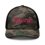 "Veteran" Pink Embroidered Camouflage Trucker Hat