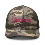 "Veteran" Pink Embroidered Camouflage Trucker Hat